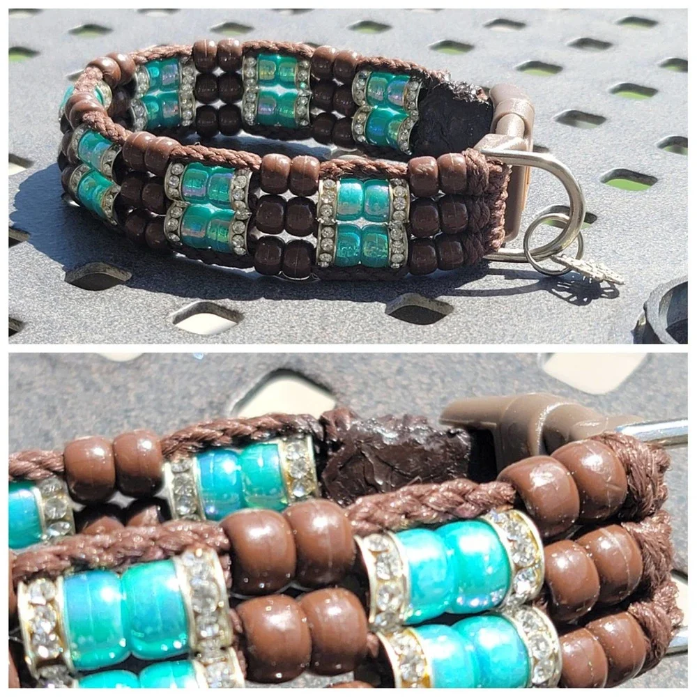 Custom Handmade Beaded Bling Dog Collar Hearts